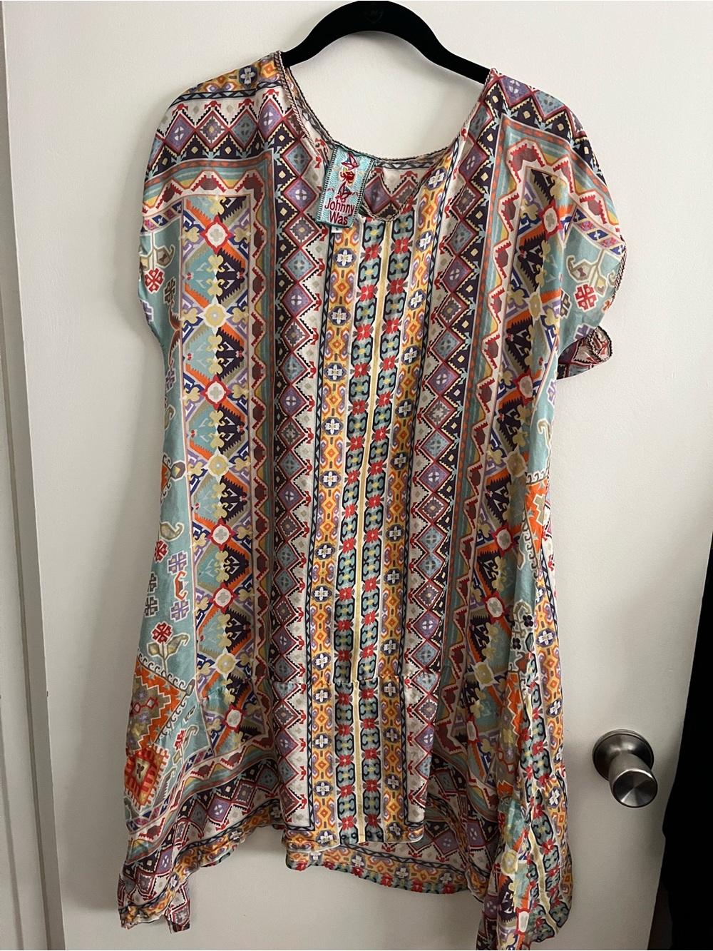 Johnny Was Multicolor Geometric Short Sleeve Tunic